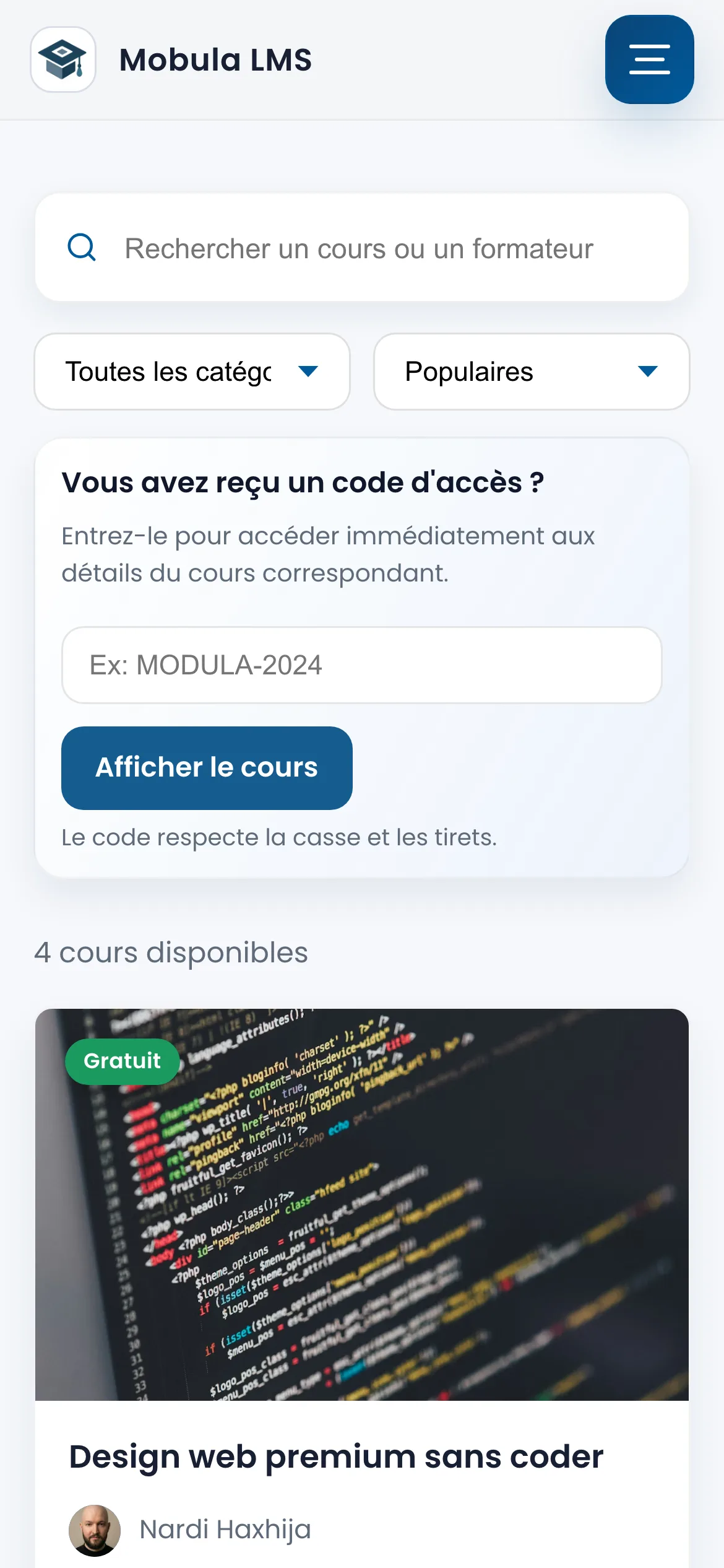 Catalogue Modula sur mobile